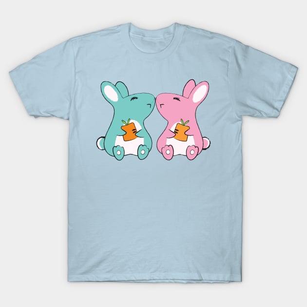 Happy Twin Bunnies T-Shirt by Anicue